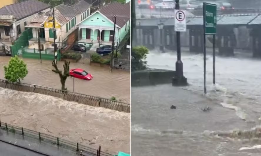 DEFESA CIVIL EMITE ALERTA EXTREMO EM PETRÓPOLIS.