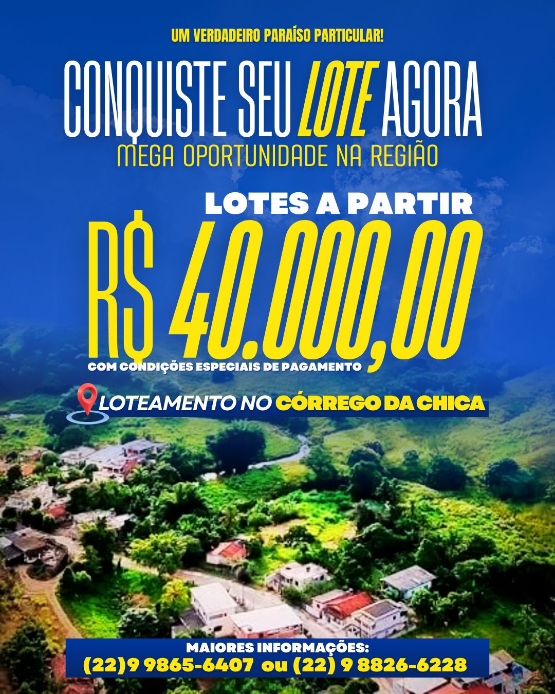 LOTEAMENTO EM CÓRREGO DA CHICA CHAMA ATENÇÃO NA REGIÃO PELO BAIXO PREÇO.